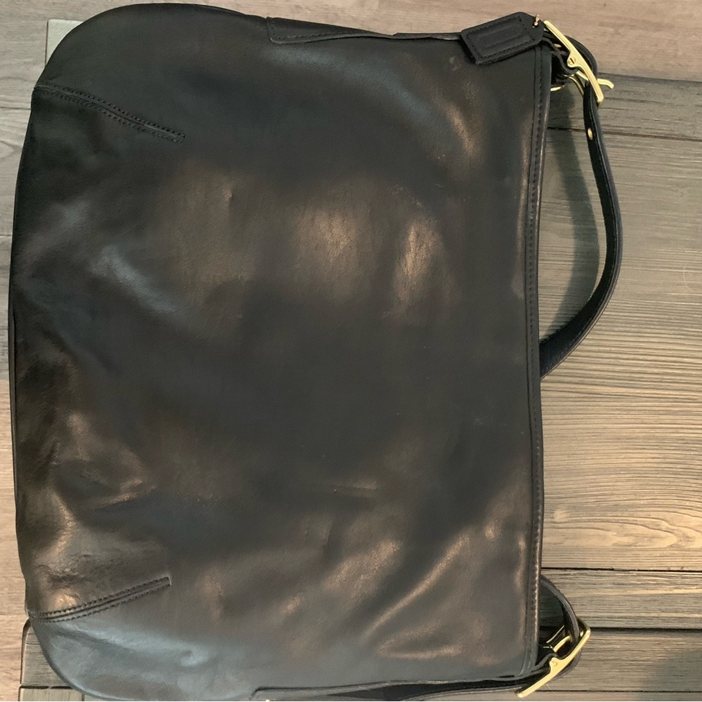 Coach Black Leather Shoulder Bag with Textured Finish